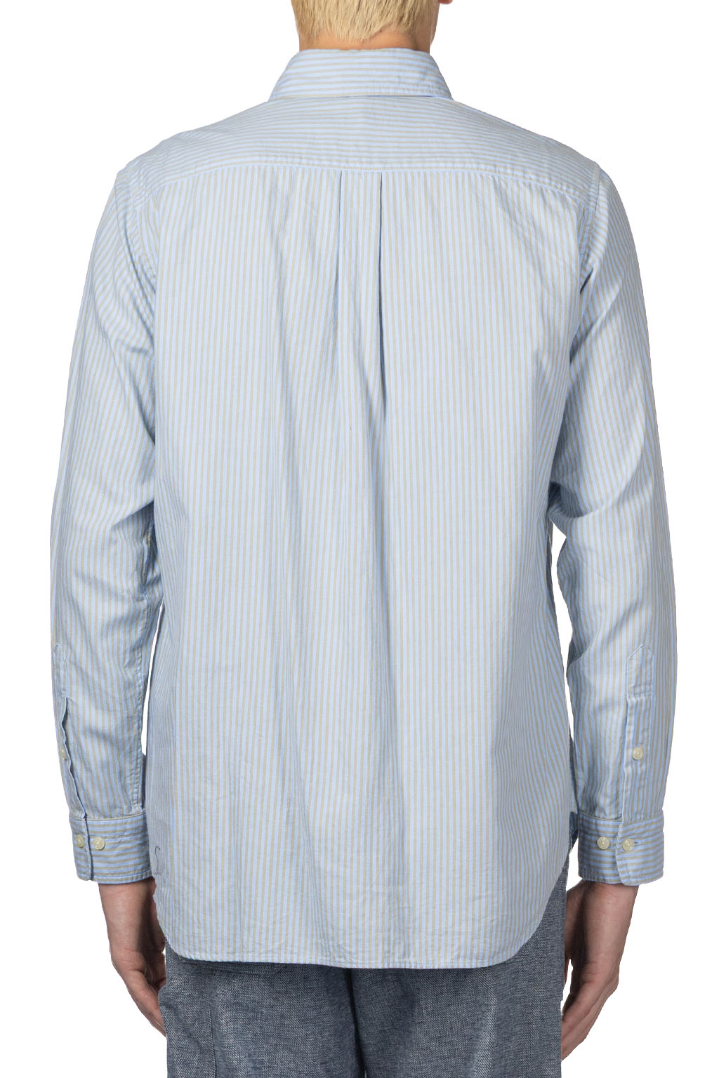 ts(s) - Garment Dye Block Stripe Brushed Cotton Cloth - Blue